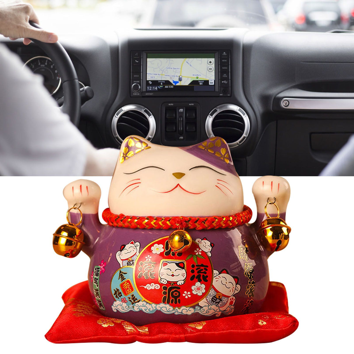 Lucky Cat Coin Bank 4.5in Exquisite Cute Bring Luck Good Wish Ceramic Fortune Cat Saving Pot Desk Decoration Purple