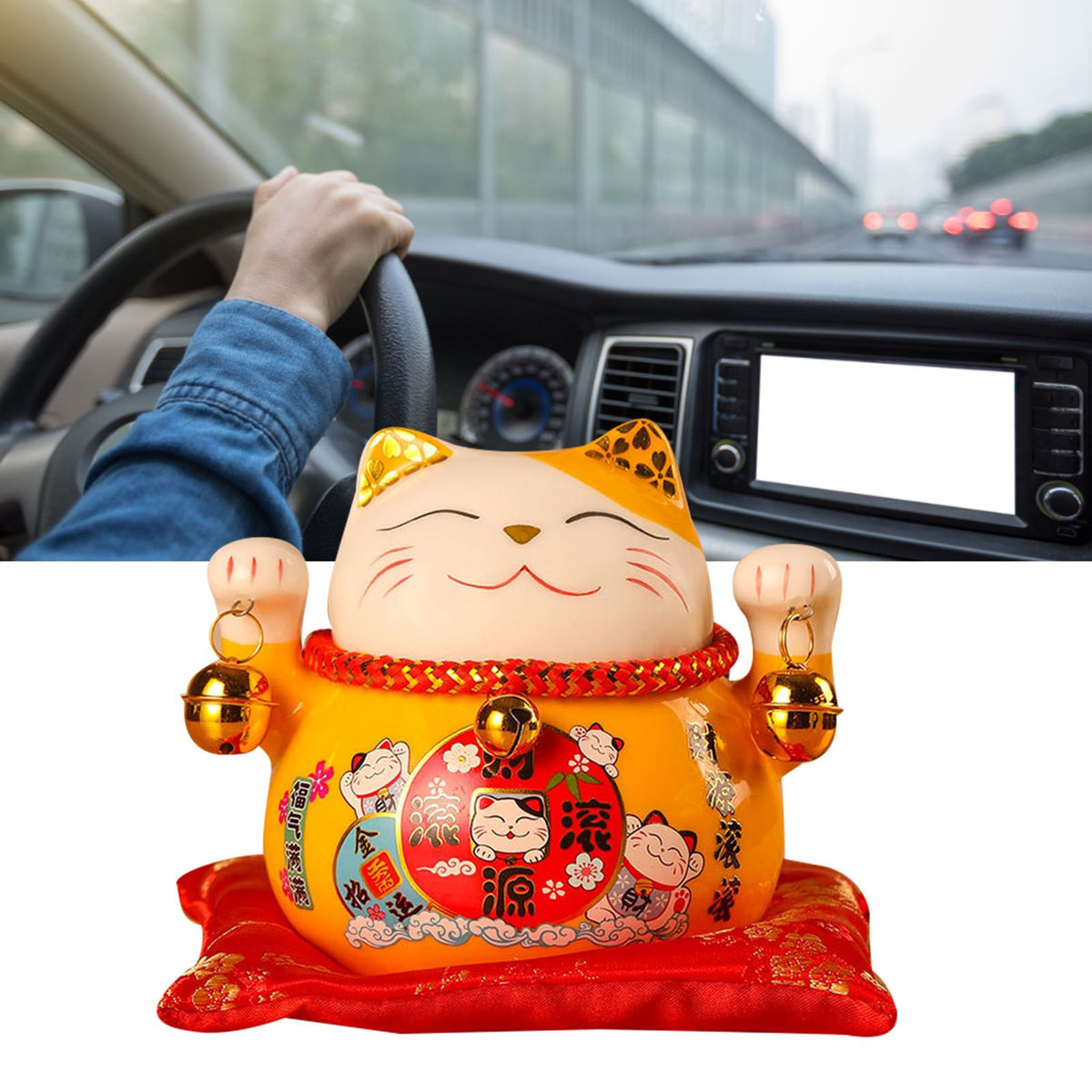 Lucky Cat Coin Bank 4.5in Exquisite Cute Bring Luck Good Wish Ceramic Fortune Cat Saving Pot Desk Decoration Yellow