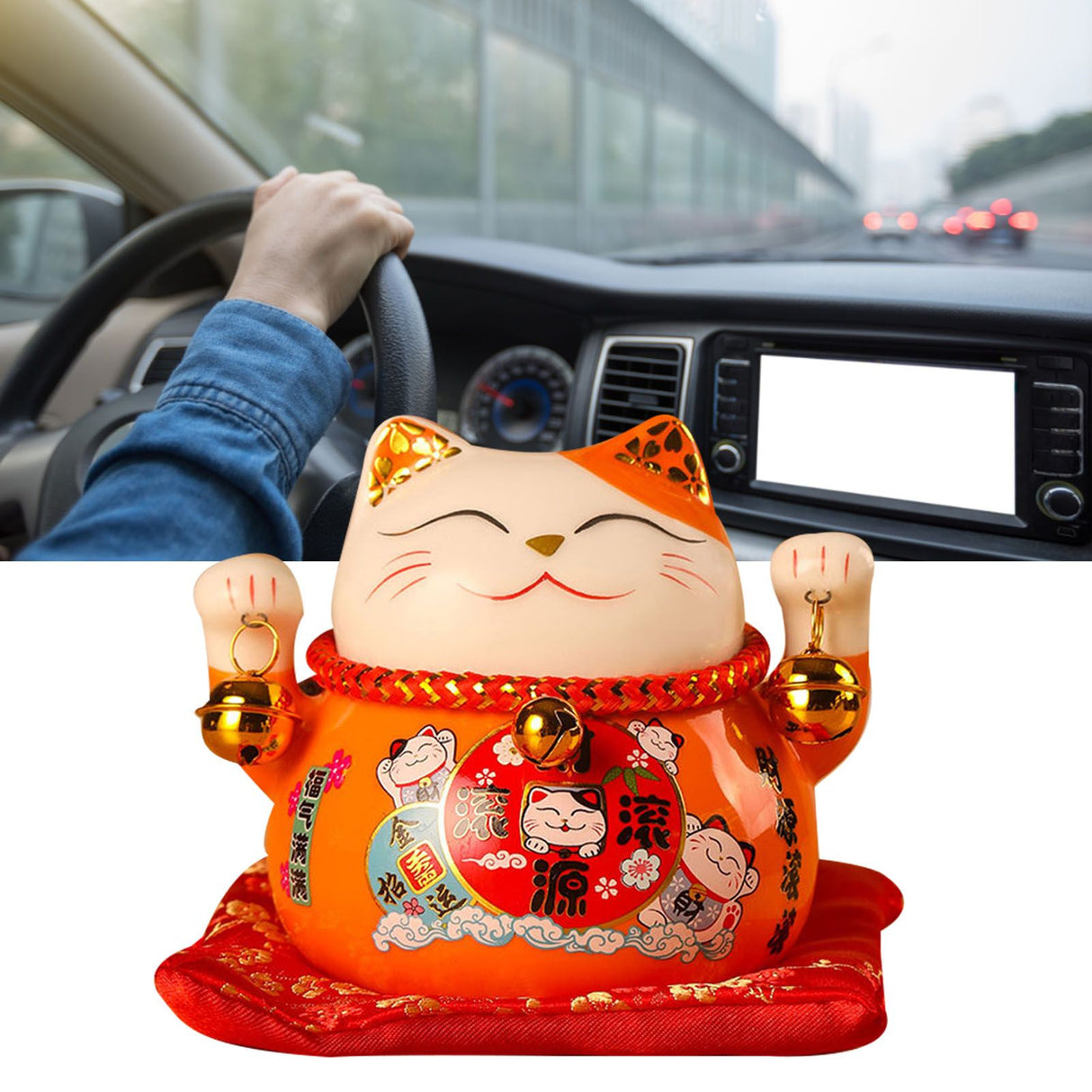 Lucky Cat Coin Bank 4.5in Exquisite Cute Bring Luck Good Wish Ceramic Fortune Cat Saving Pot Desk Decoration Orange
