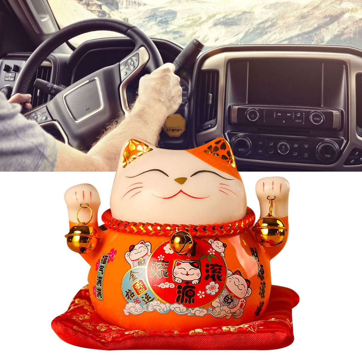 Lucky Cat Coin Bank 4.5in Exquisite Cute Bring Luck Good Wish Ceramic Fortune Cat Saving Pot Desk Decoration Orange