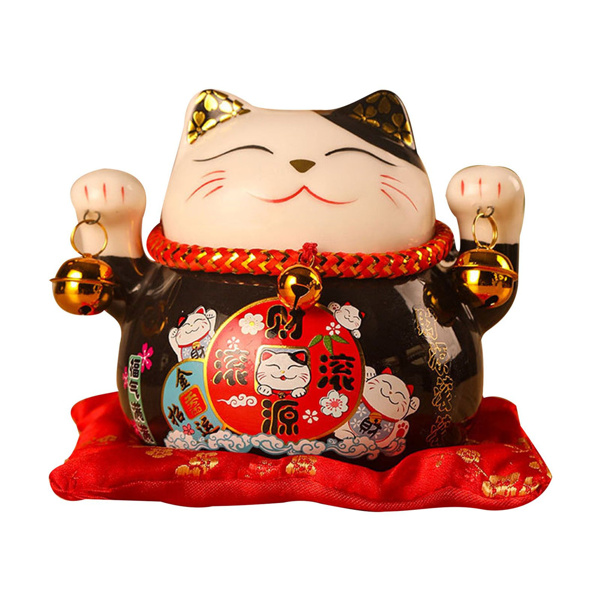 Lucky Cat Coin Bank 4.5in Exquisite Cute Bring Luck Good Wish Ceramic Fortune Cat Saving Pot Desk Decoration Black