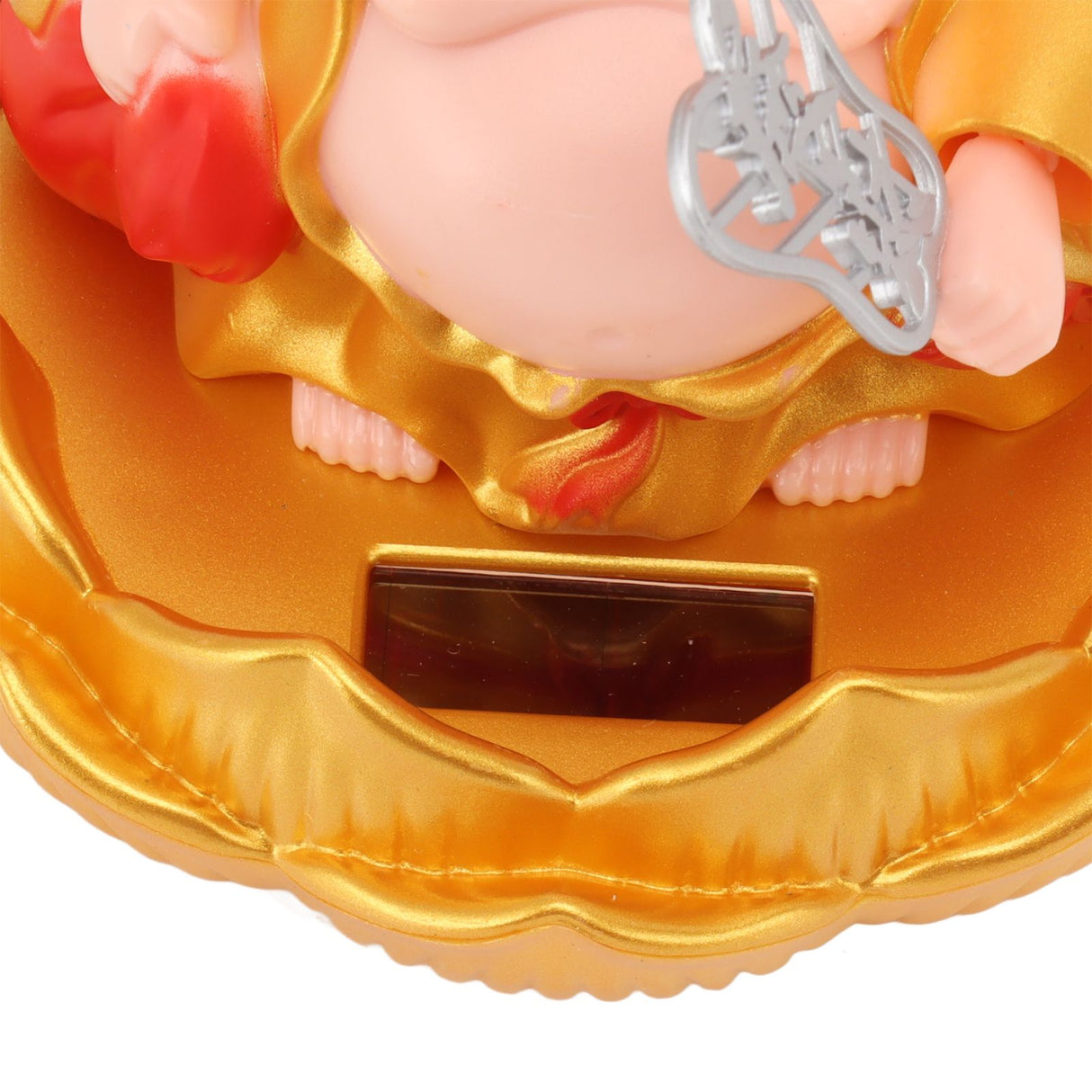 Solar Buddha Statue Solar Nodding Maitreya Car Ornament Decoration Shaking Head Toy for Wealth and Fortune Gold Clothes
