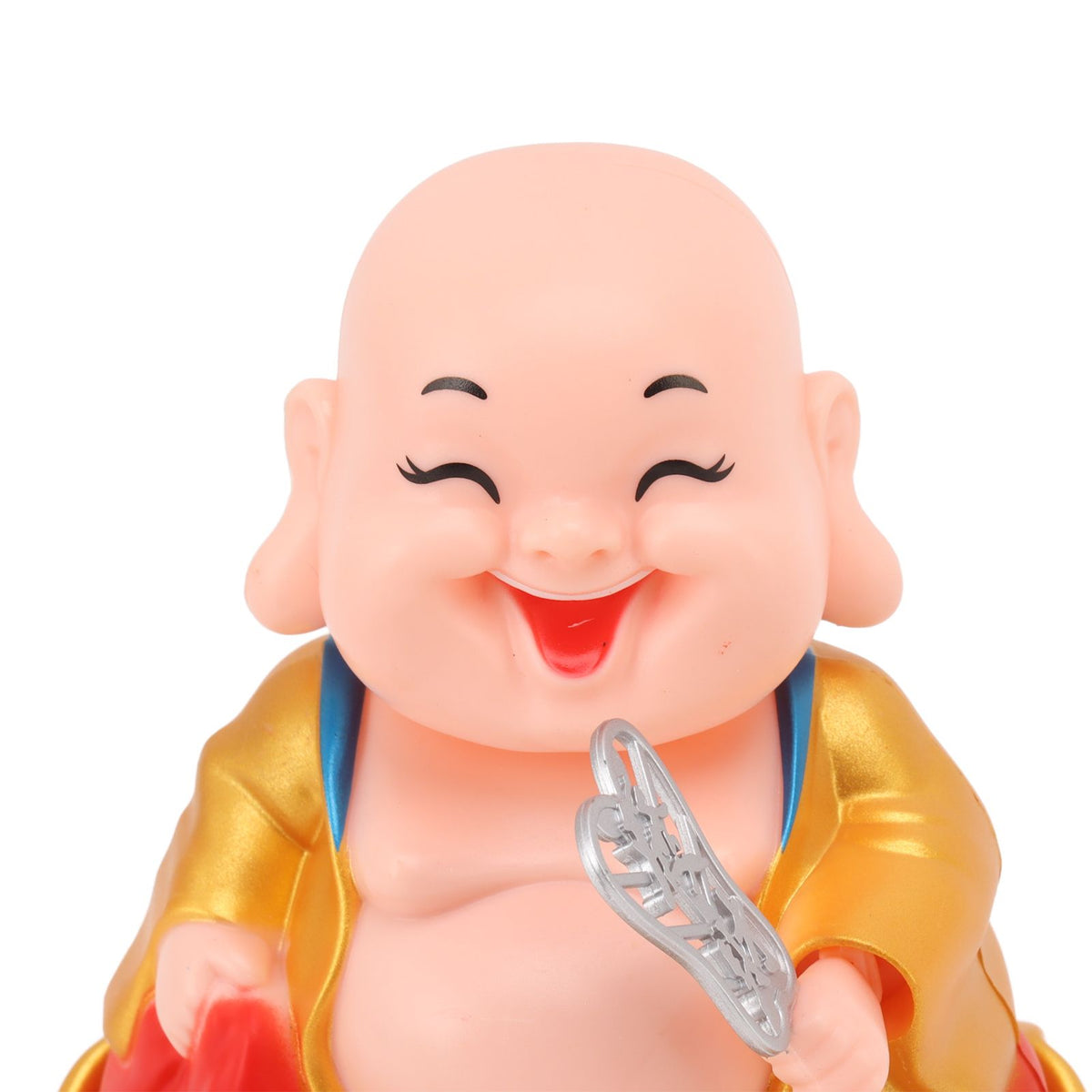 Solar Buddha Statue Solar Nodding Maitreya Car Ornament Decoration Shaking Head Toy for Wealth and Fortune Gold Clothes
