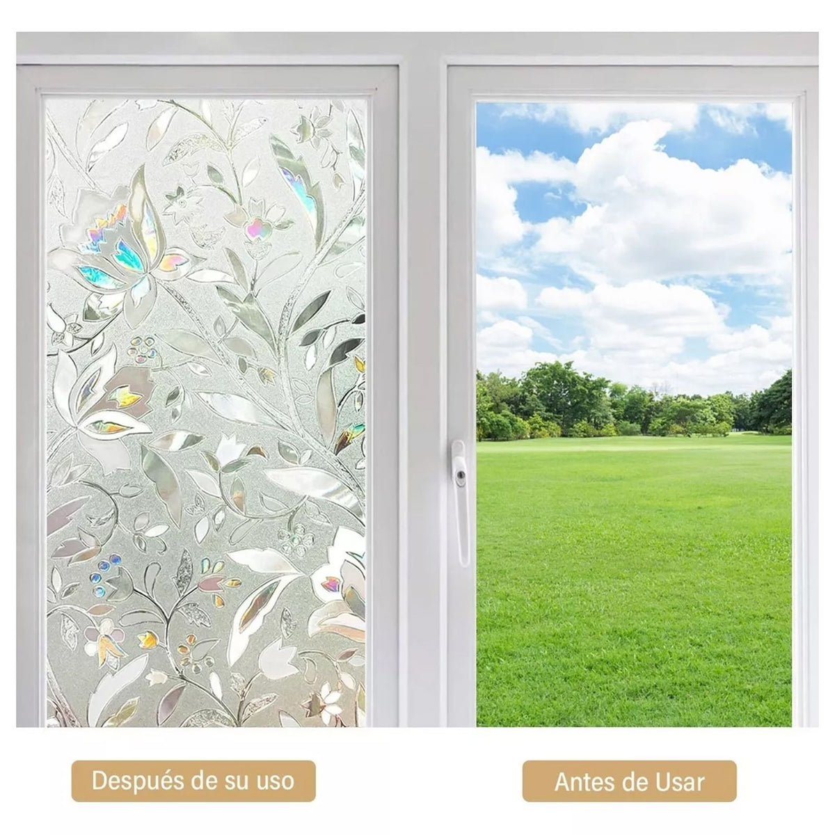 60x300cm 3D Tulip Pattern Self Adhesive Window Privacy Film Static Cling Window Sticker for Home Office