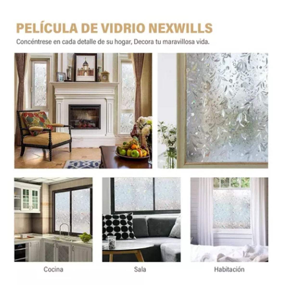 60x300cm 3D Tulip Pattern Self Adhesive Window Privacy Film Static Cling Window Sticker for Home Office