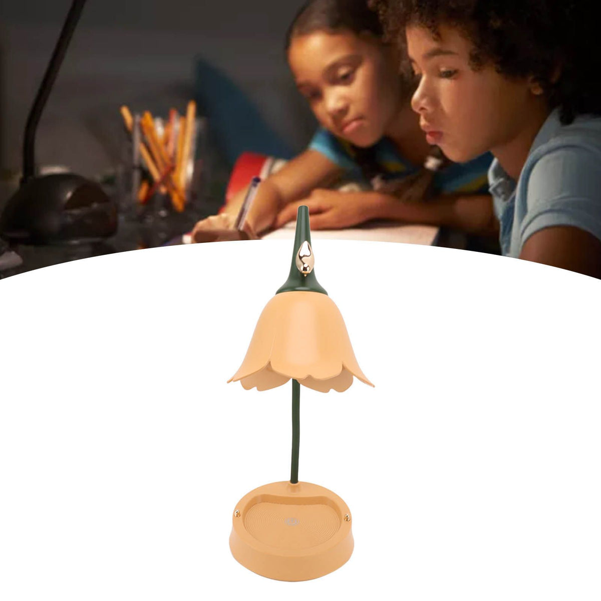 3W LED Touch Desk Lamp 3 Gear Dimmable Foldable Petal Shape Desktop Table Light USB 5V Orange