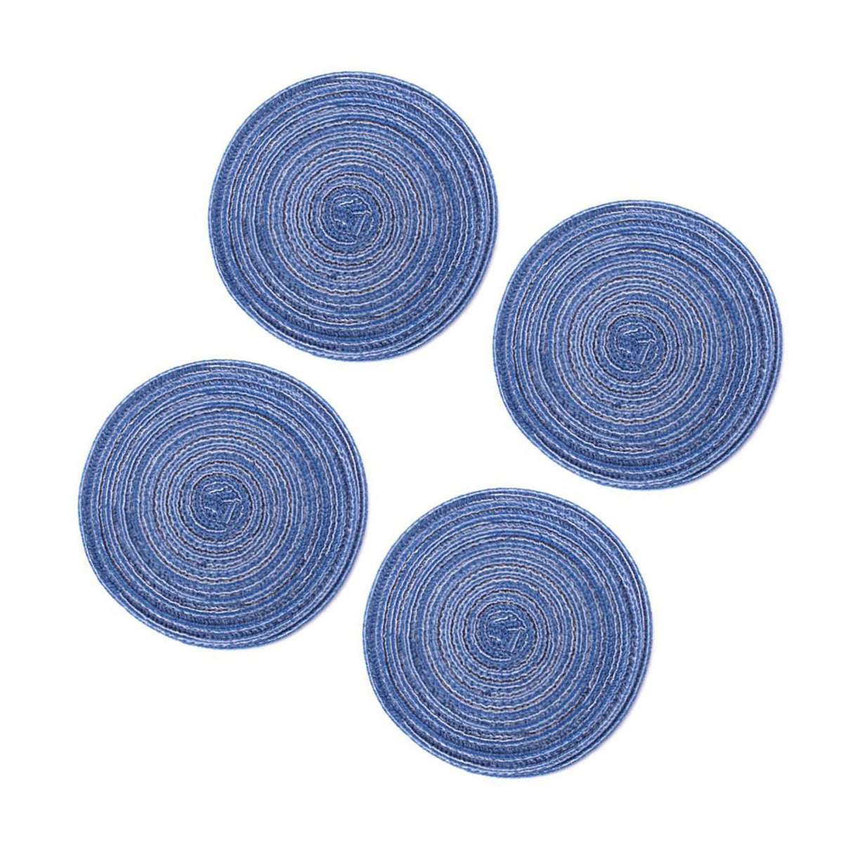 4Pcs Circular Cup Mat Braiding Heat Resistant Bowl Plate Mat Nordic Style Insulation Coaster Blue