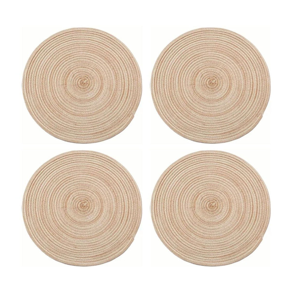 4Pcs Circular Cup Mat Braiding Heat Resistant Bowl Plate Mat Nordic Style Insulation Coaster Khaki