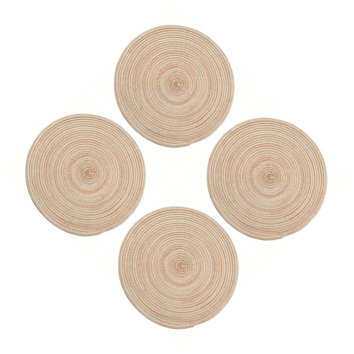4Pcs Circular Cup Mat Braiding Heat Resistant Bowl Plate Mat Nordic Style Insulation Coaster Khaki