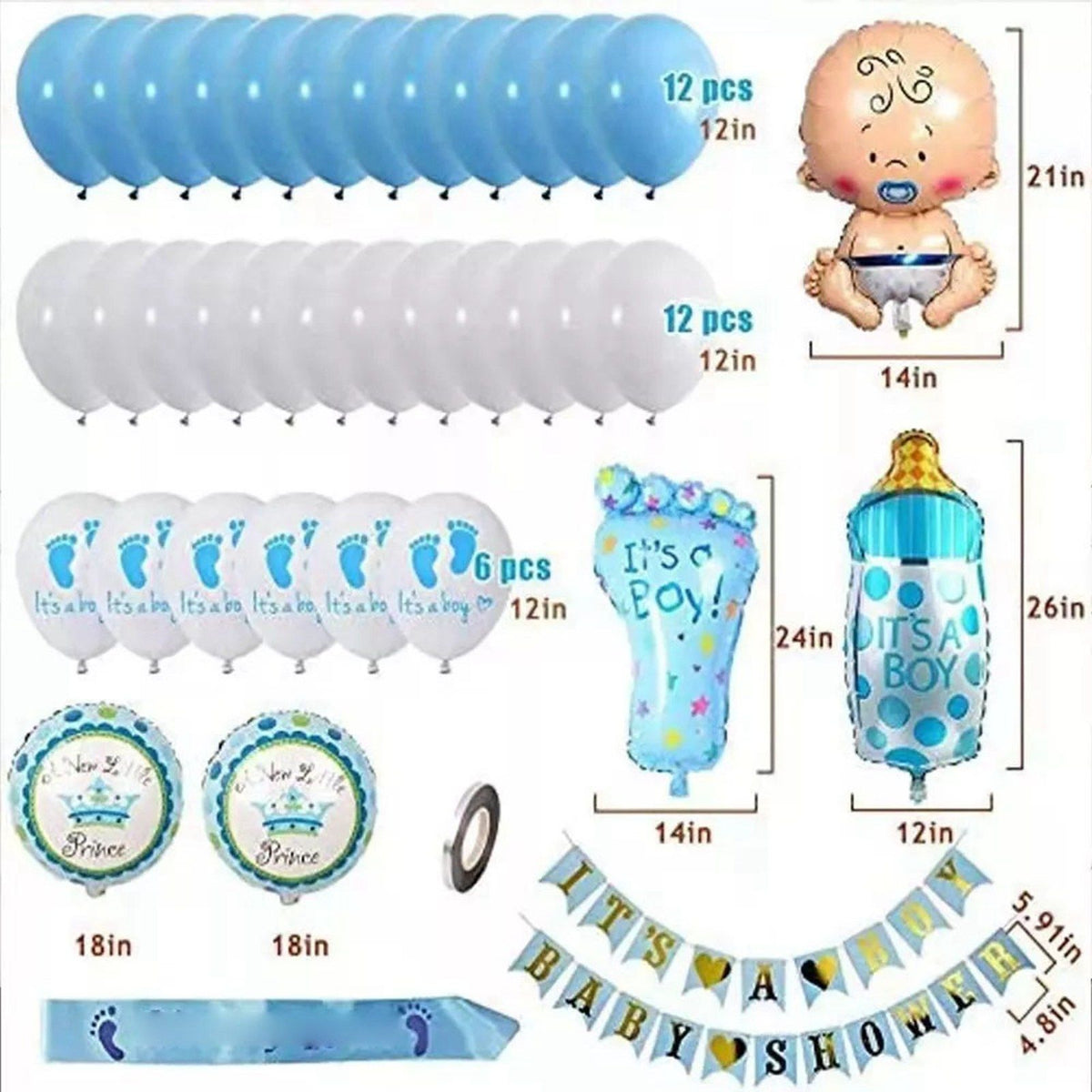 Balloons Kit Decorative Reusable Latex Balloon Set for Baby Shower Birthday Party