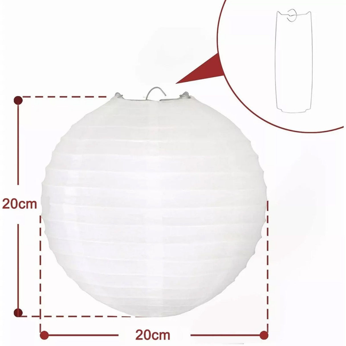 Chinese White Paper Lantern Decorative Round Paper Lanterns with 10 LED Lights for Wedding Party Christmas Party Decor