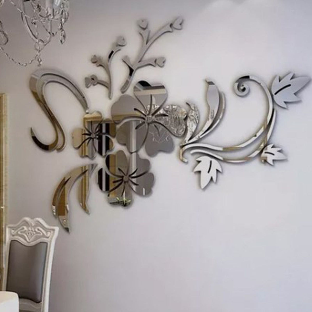 Acrylic Mirror Wall Sticker Removable 3D Wall Decal for Living Room Bedroom Bathroom Studio