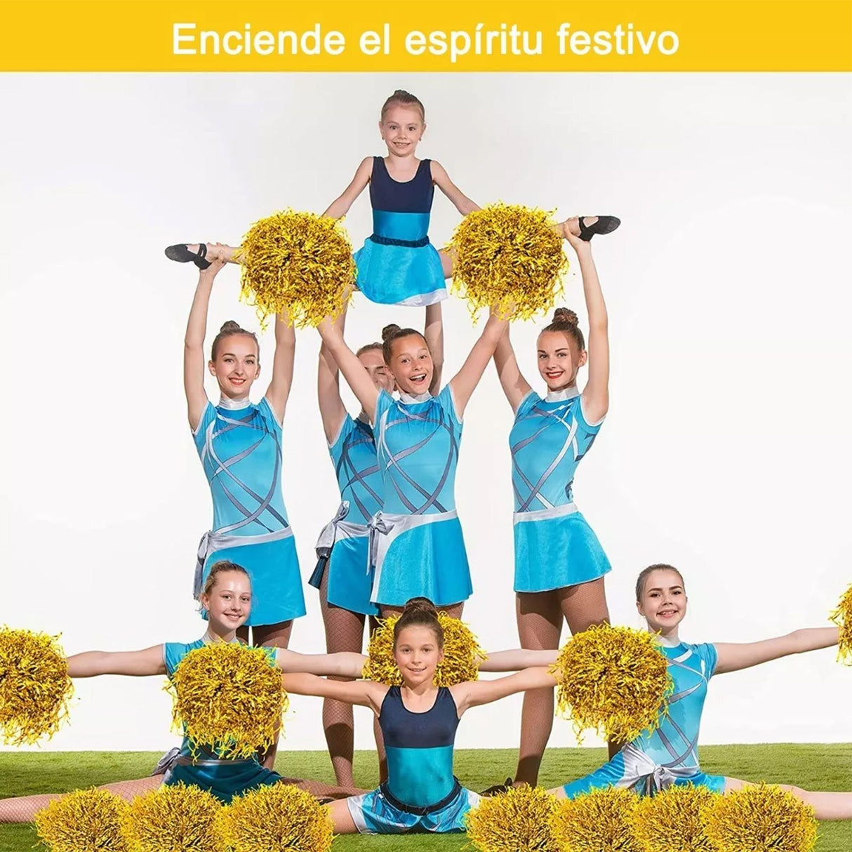 10PCS Cheerleading Pompoms with Straight Handle Reusable Flash Effect Plastic Cheering Poms Ball for Basketball Baseball