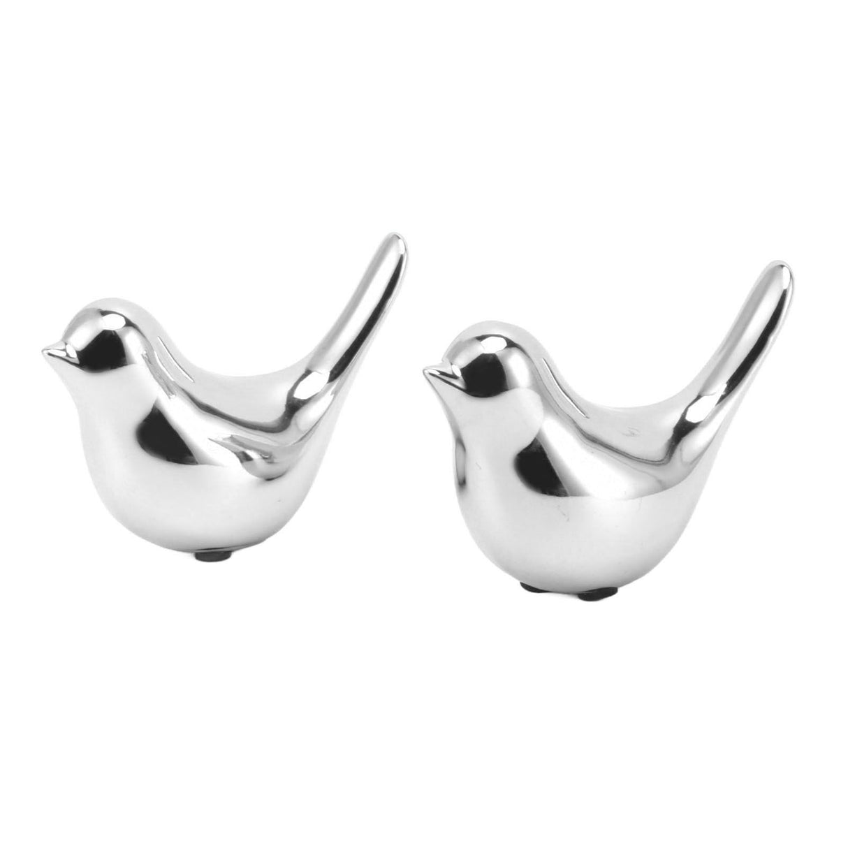 2Pcs Electroplated Ceramic Bird Decoration Nordic Style Modern Abstract Bird Figurine Home Desktop Decoration Gifts Silver Plated Large
