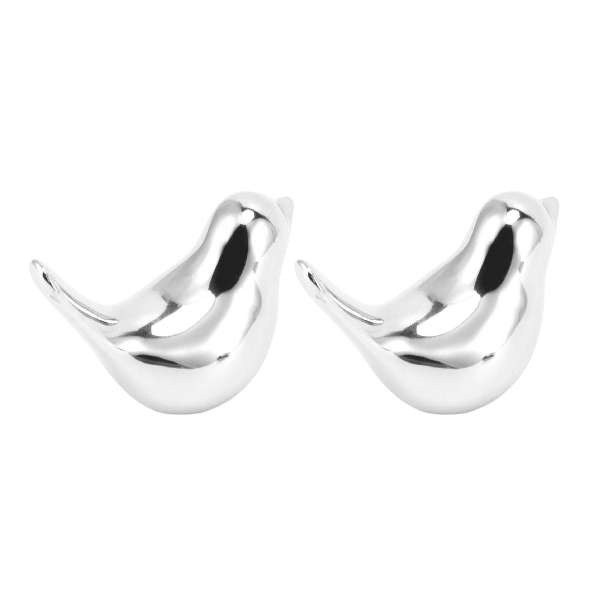 2Pcs Electroplated Ceramic Bird Decoration Nordic Style Modern Abstract Bird Figurine Home Desktop Decoration Gifts Silver Plated Large