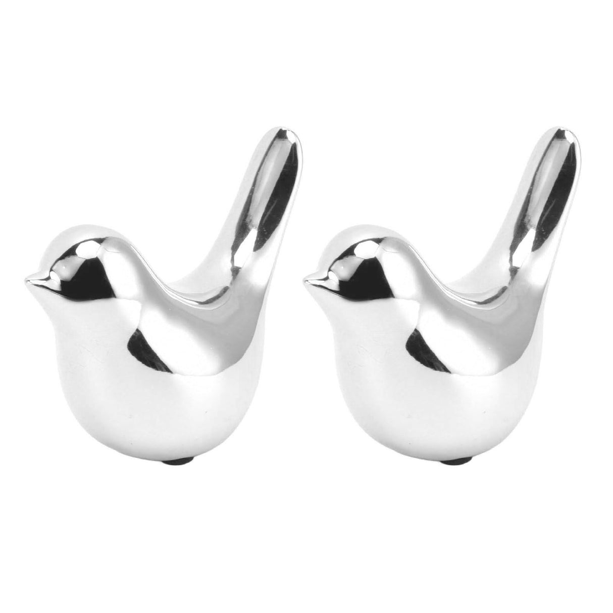 2Pcs Electroplated Ceramic Bird Decoration Nordic Style Modern Abstract Bird Figurine Home Desktop Decoration Gifts Silver Plated Large