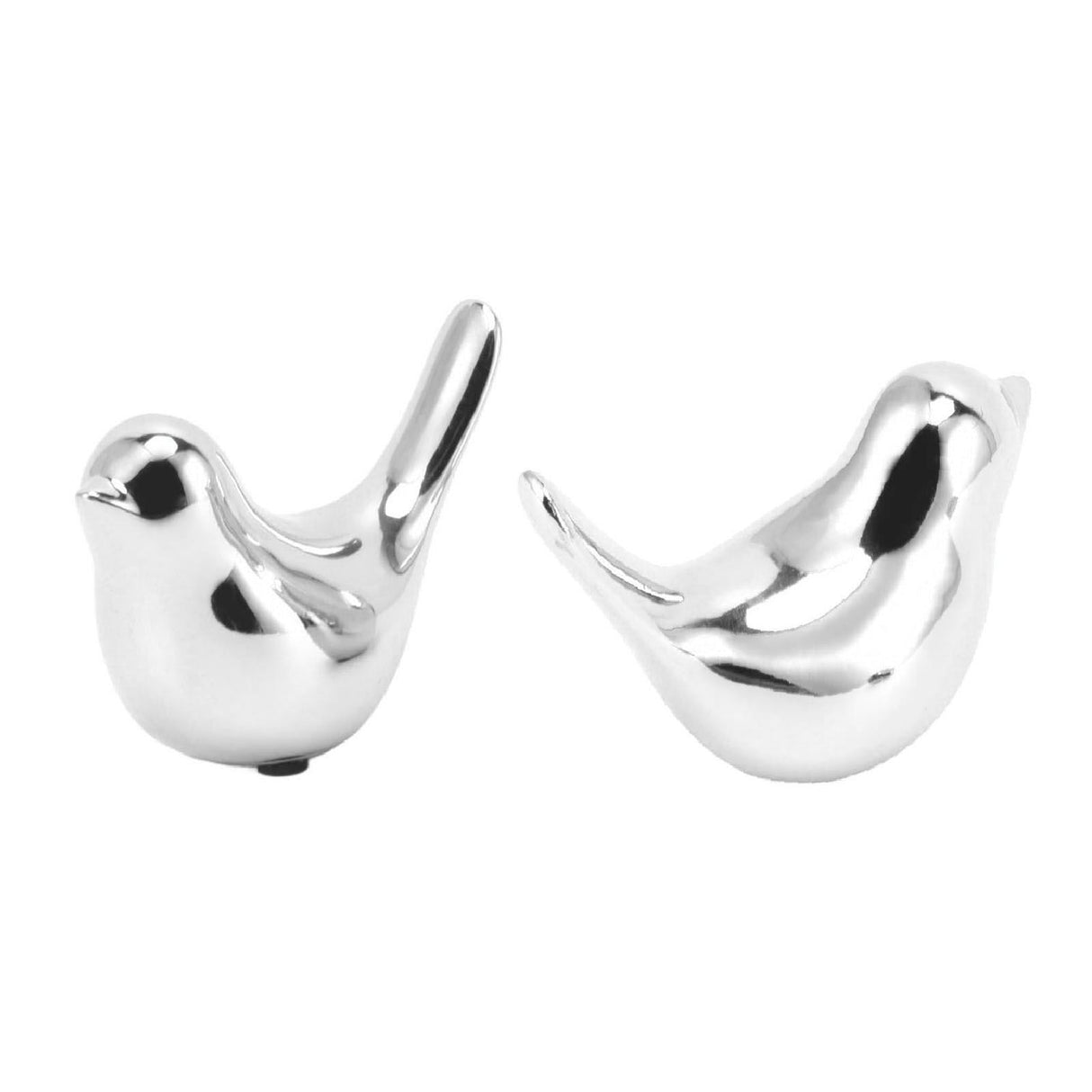 2Pcs Electroplated Ceramic Bird Decoration Nordic Style Modern Abstract Bird Figurine Home Desktop Decoration Gifts Silver Plated Large