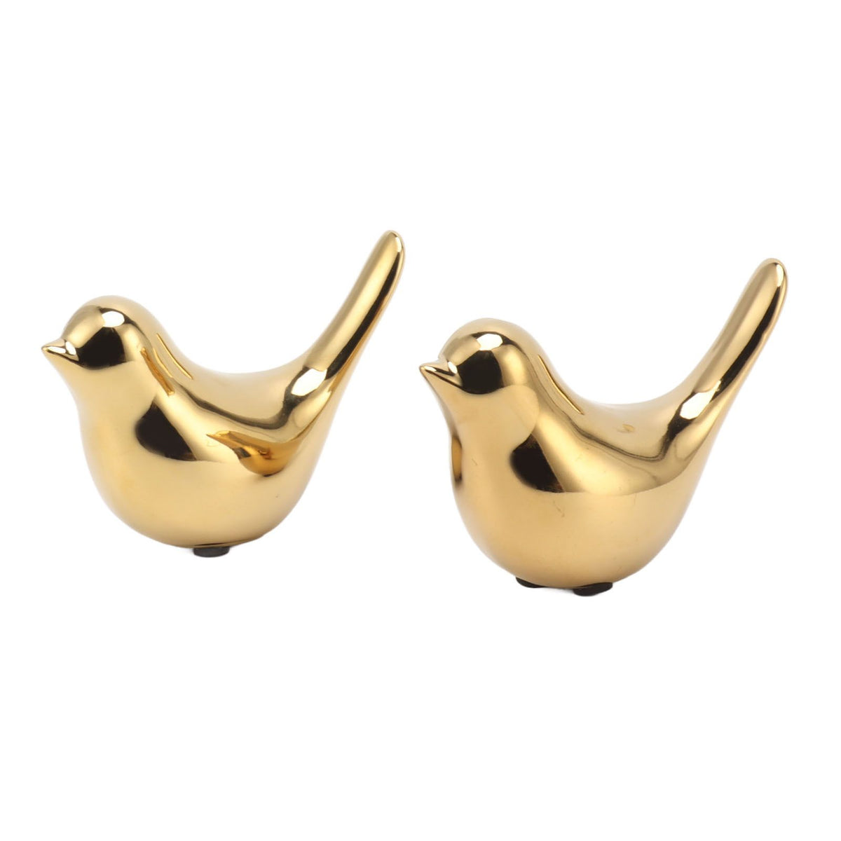 2Pcs Electroplated Ceramic Bird Decoration Nordic Style Modern Abstract Bird Figurine Home Desktop Decoration Gifts Gold Plated Large