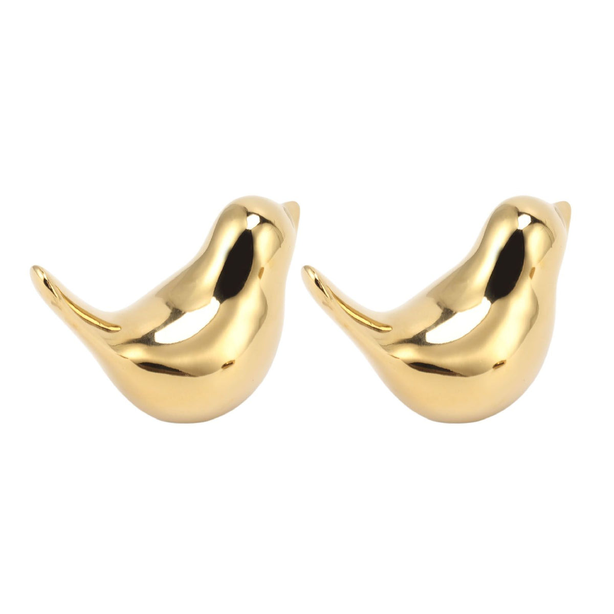 2Pcs Electroplated Ceramic Bird Decoration Nordic Style Modern Abstract Bird Figurine Home Desktop Decoration Gifts Gold Plated Large