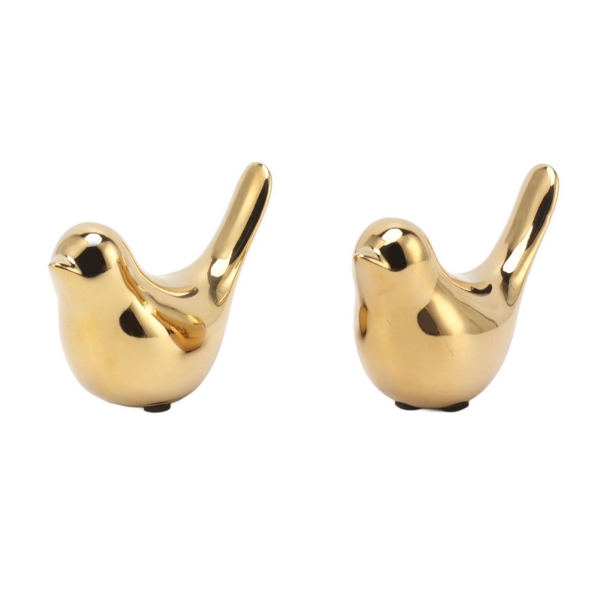 2Pcs Electroplated Ceramic Bird Decoration Nordic Style Modern Abstract Bird Figurine Home Desktop Decoration Gifts Gold Plated Large