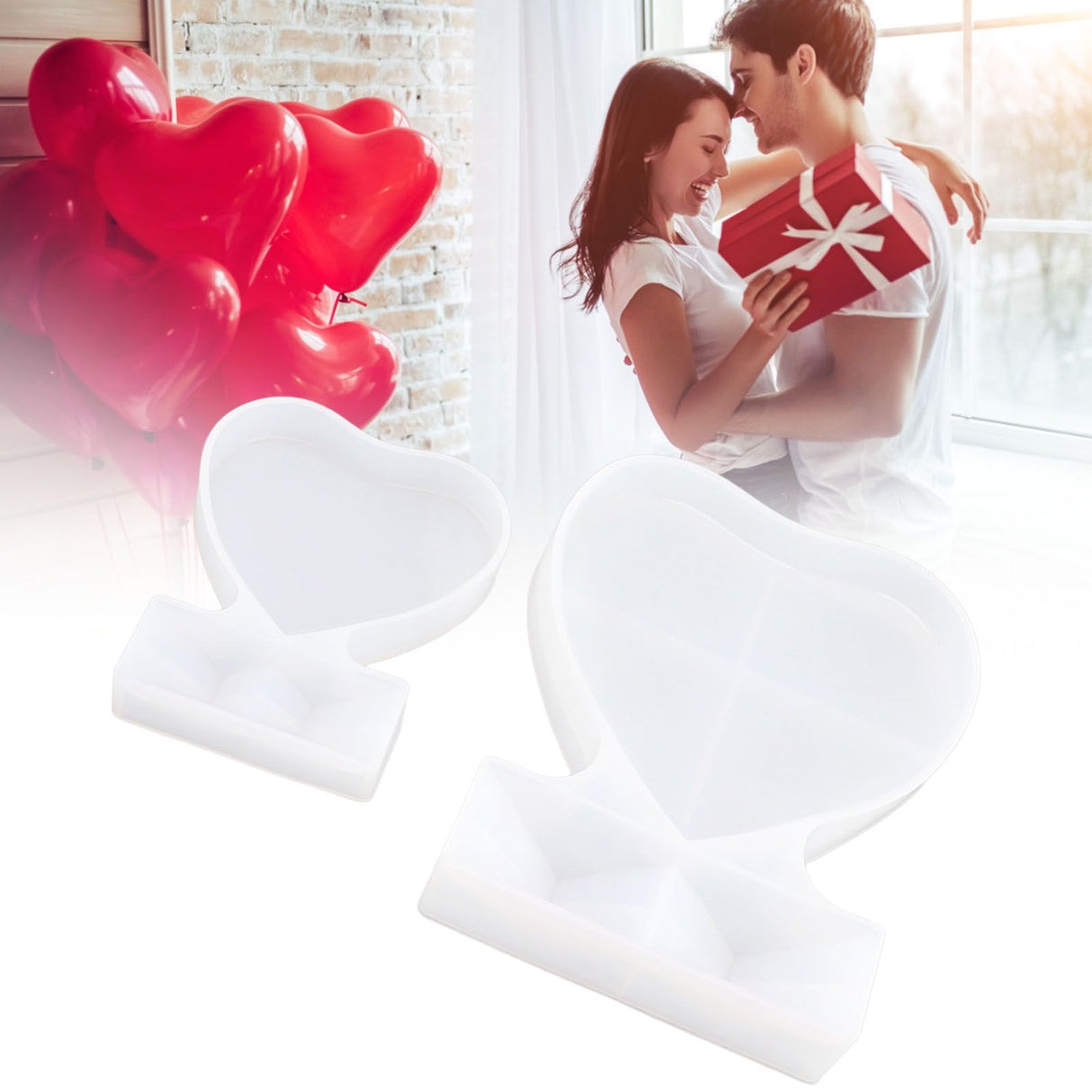2PCS Heart Shape Photo Frame Mold Silicone Picture Mold DIY Personalized Photo Frame Mold for Home Decoration