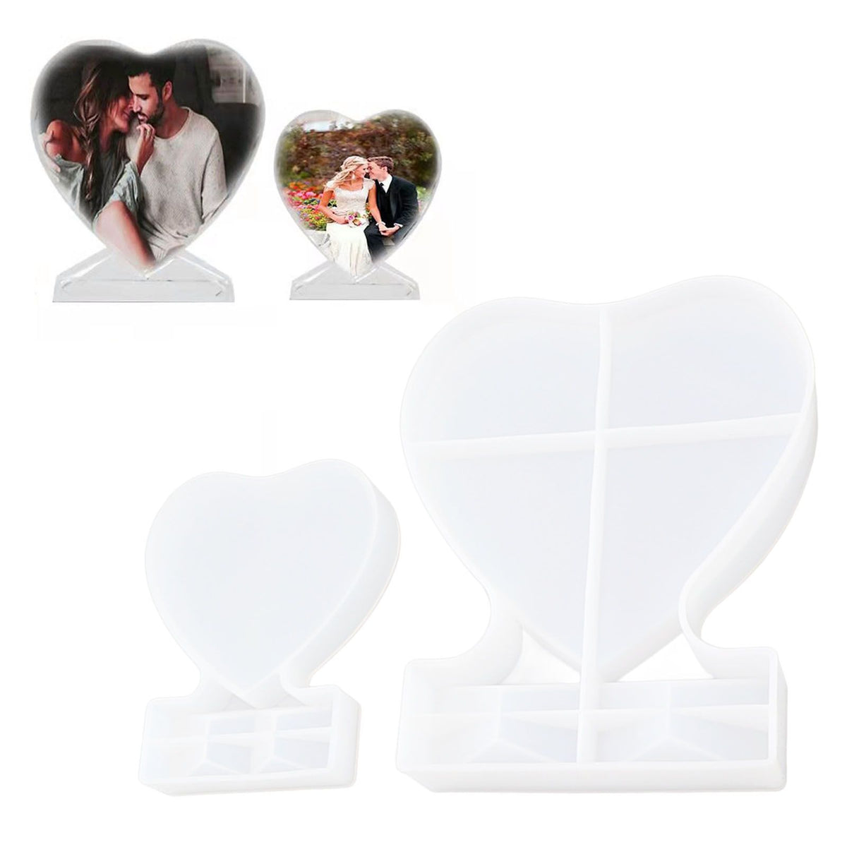 2PCS Heart Shape Photo Frame Mold Silicone Picture Mold DIY Personalized Photo Frame Mold for Home Decoration