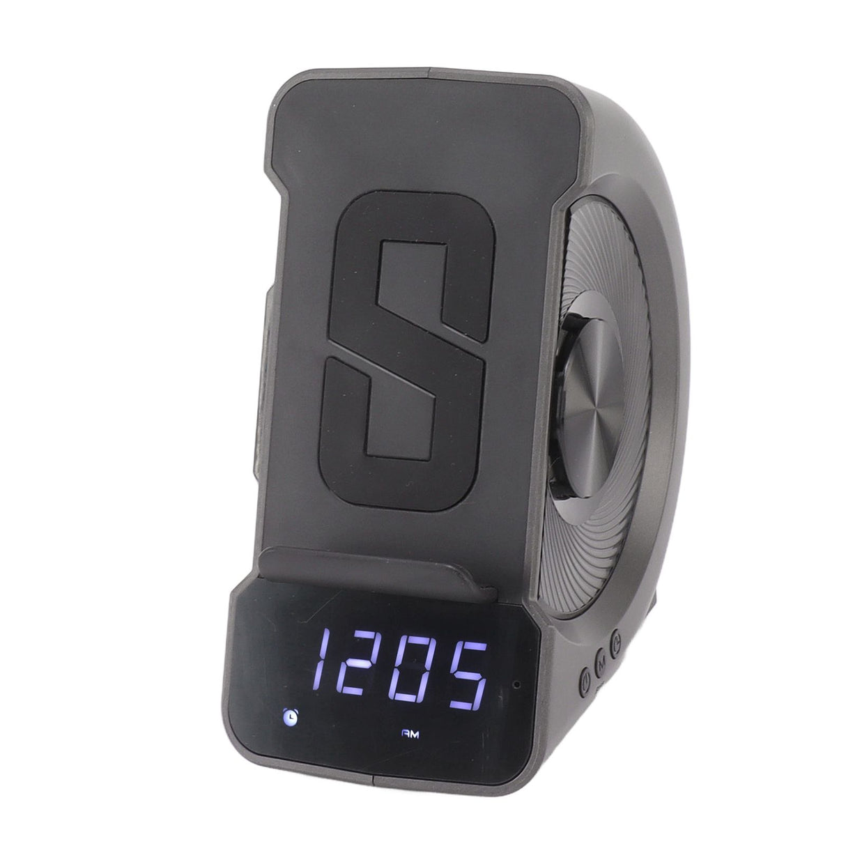 3 in 1 Bluetooth Speaker PC ABS Alarm Clock with Wireless Charging for Bedside 10W Grey