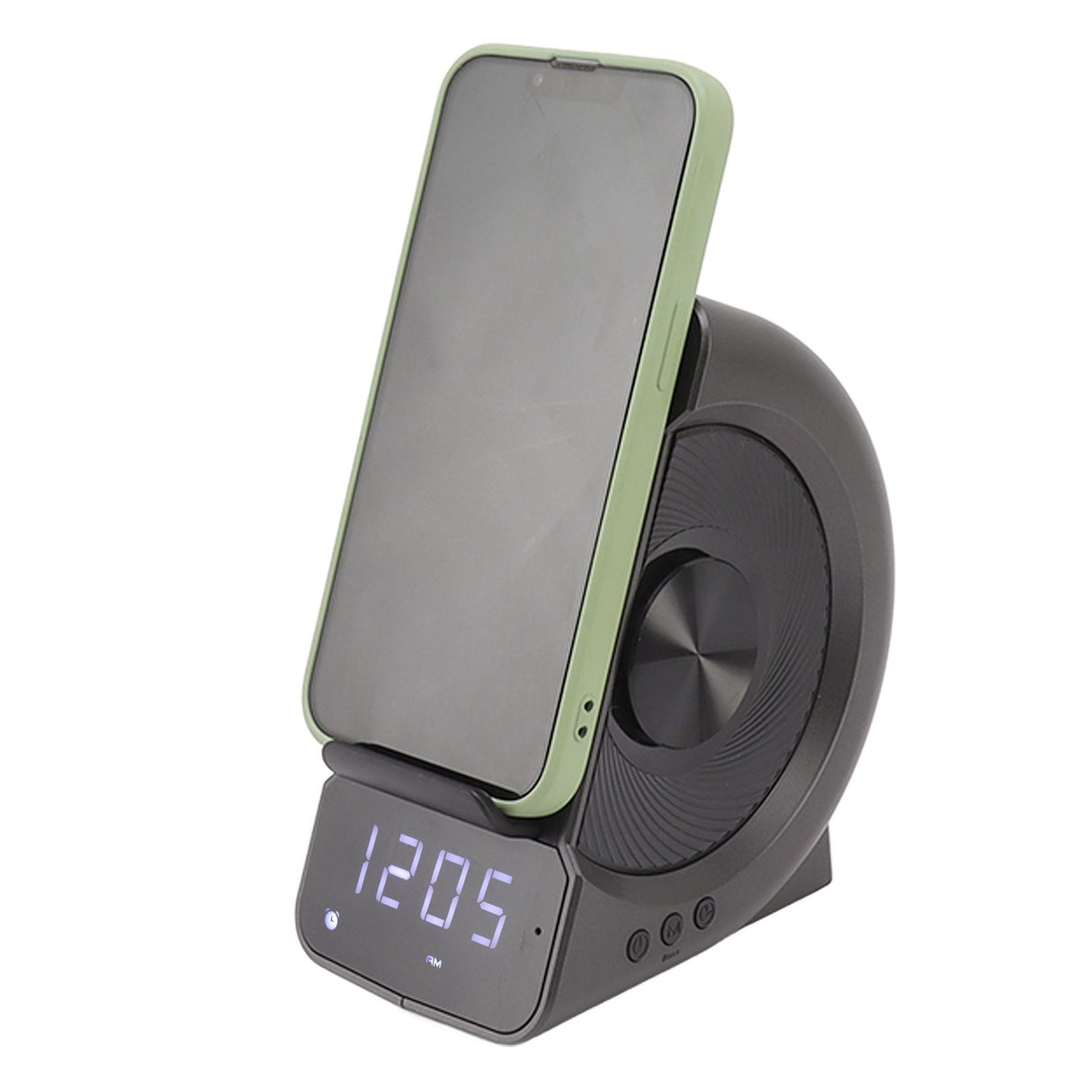 3 in 1 Bluetooth Speaker PC ABS Alarm Clock with Wireless Charging for Bedside 10W Grey