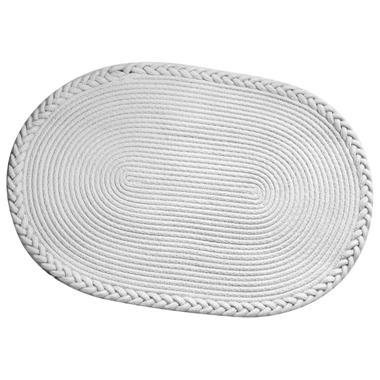 Bedroom Carpet Hand Woven Bedside Rug Study Living Room Oval Carpet Pure Color Floor Mat White
