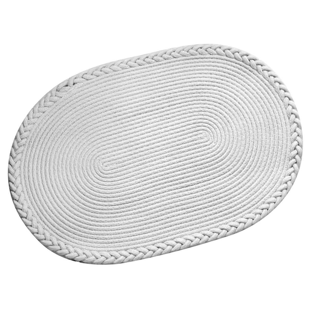 Bedroom Carpet Hand Woven Bedside Rug Study Living Room Oval Carpet Pure Color Floor Mat White