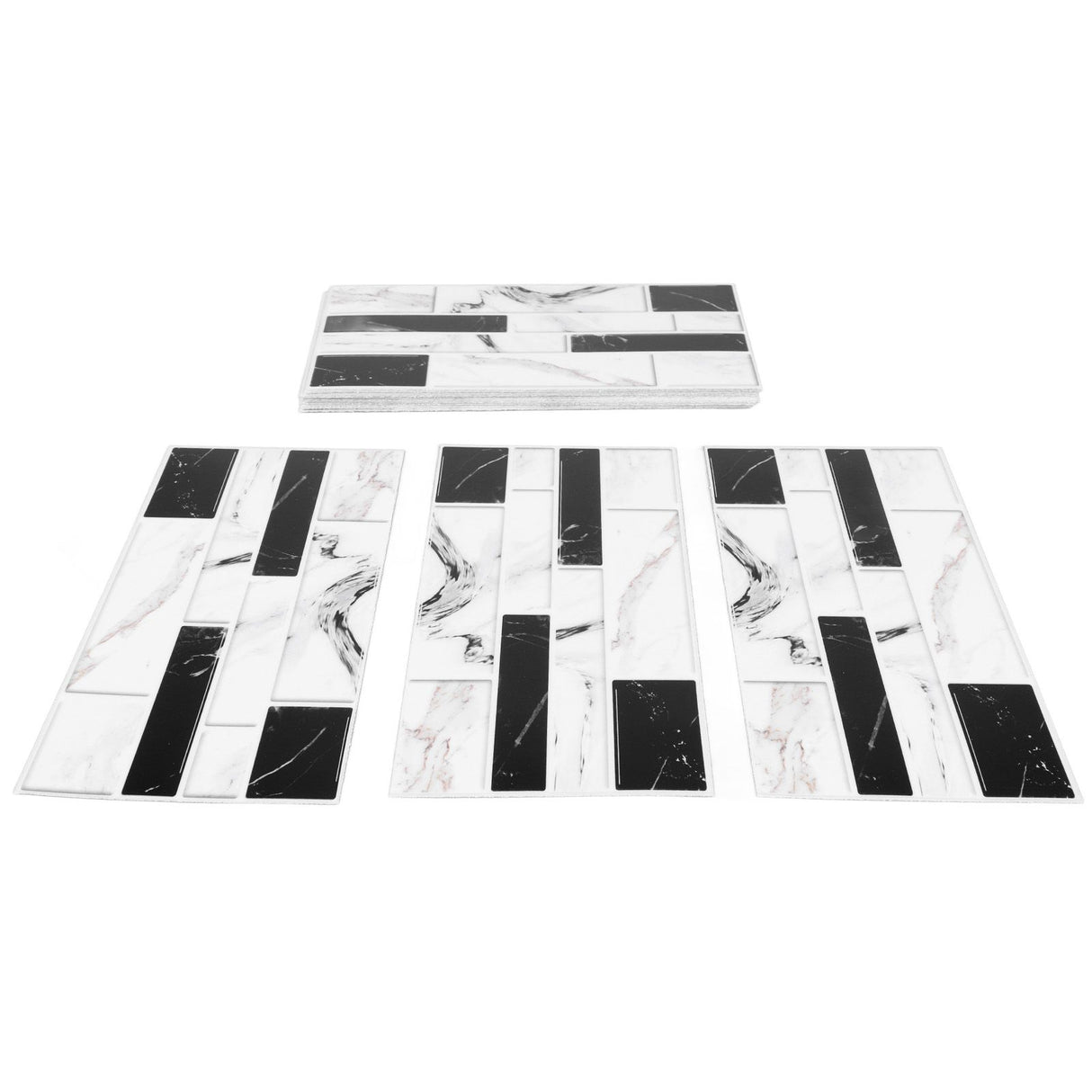 27PCS Kitchen Wallpaper Tile Self Adhesive PVC Wear Resistant White Black Faux Brick for Home Bathroom