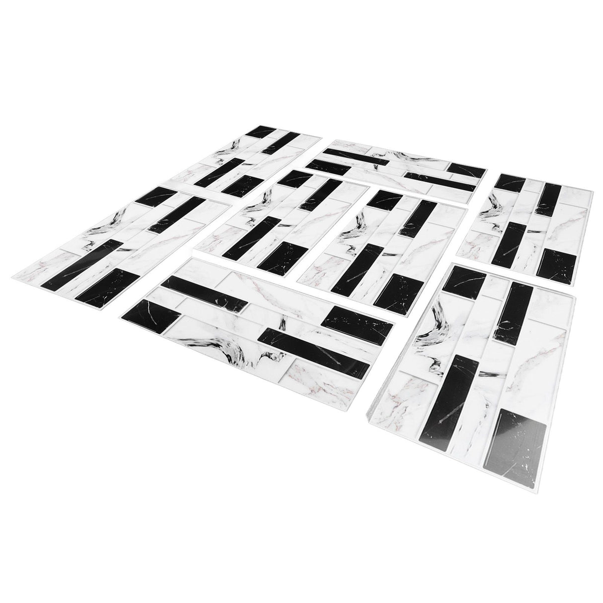 27PCS Kitchen Wallpaper Tile Self Adhesive PVC Wear Resistant White Black Faux Brick for Home Bathroom