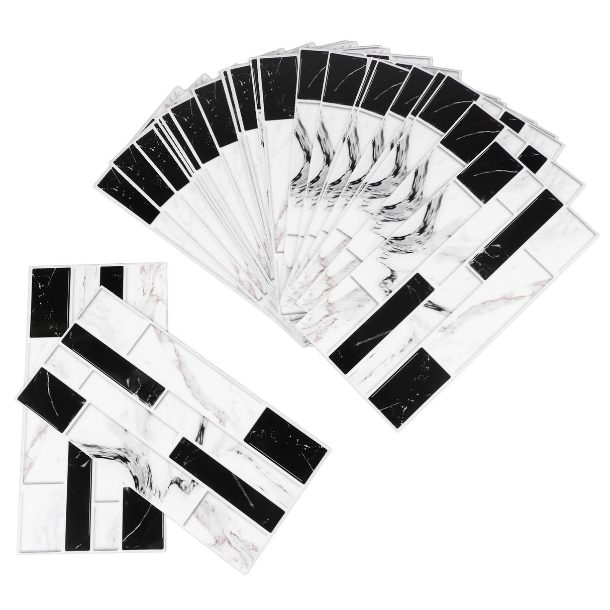 27PCS Kitchen Wallpaper Tile Self Adhesive PVC Wear Resistant White Black Faux Brick for Home Bathroom