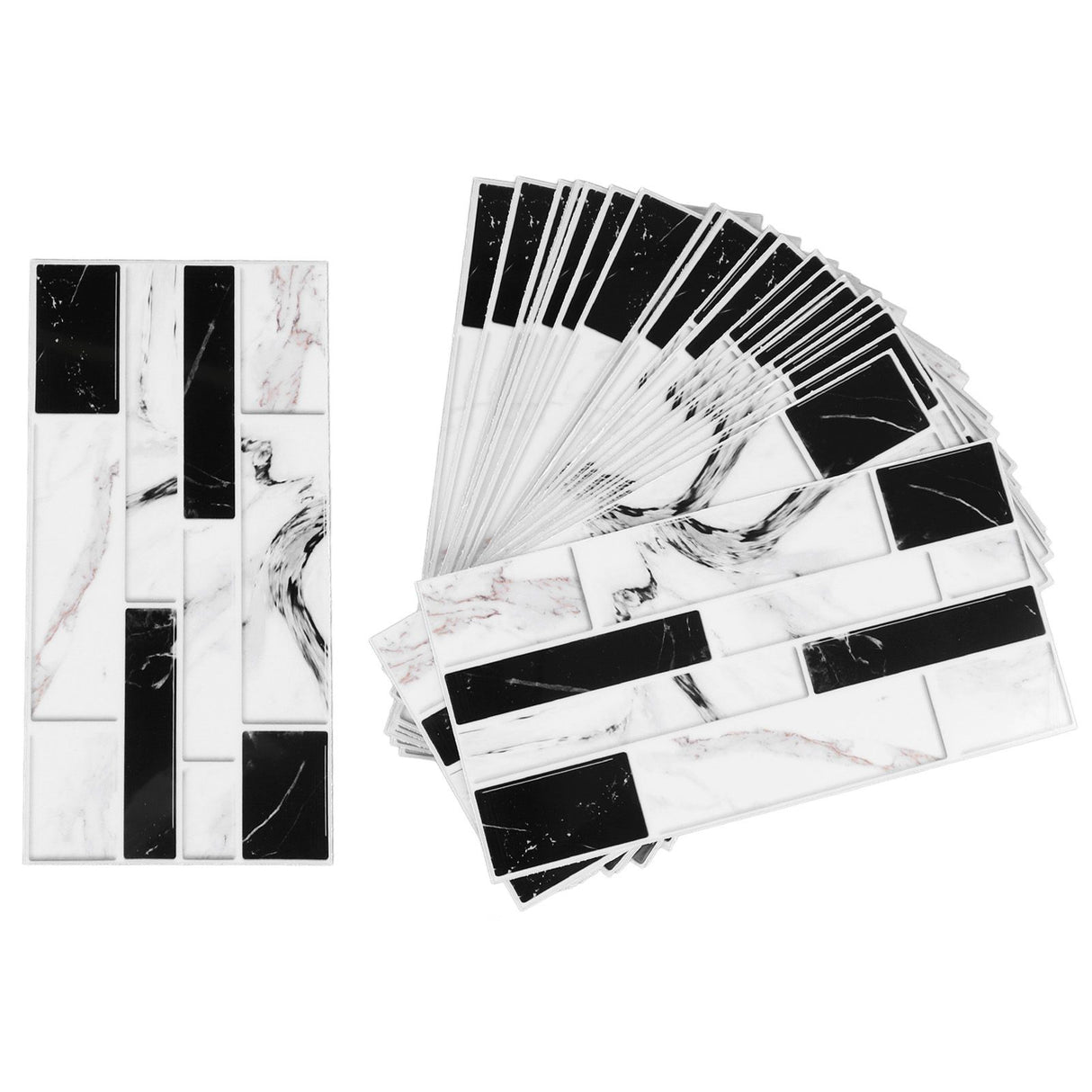27PCS Kitchen Wallpaper Tile Self Adhesive PVC Wear Resistant White Black Faux Brick for Home Bathroom