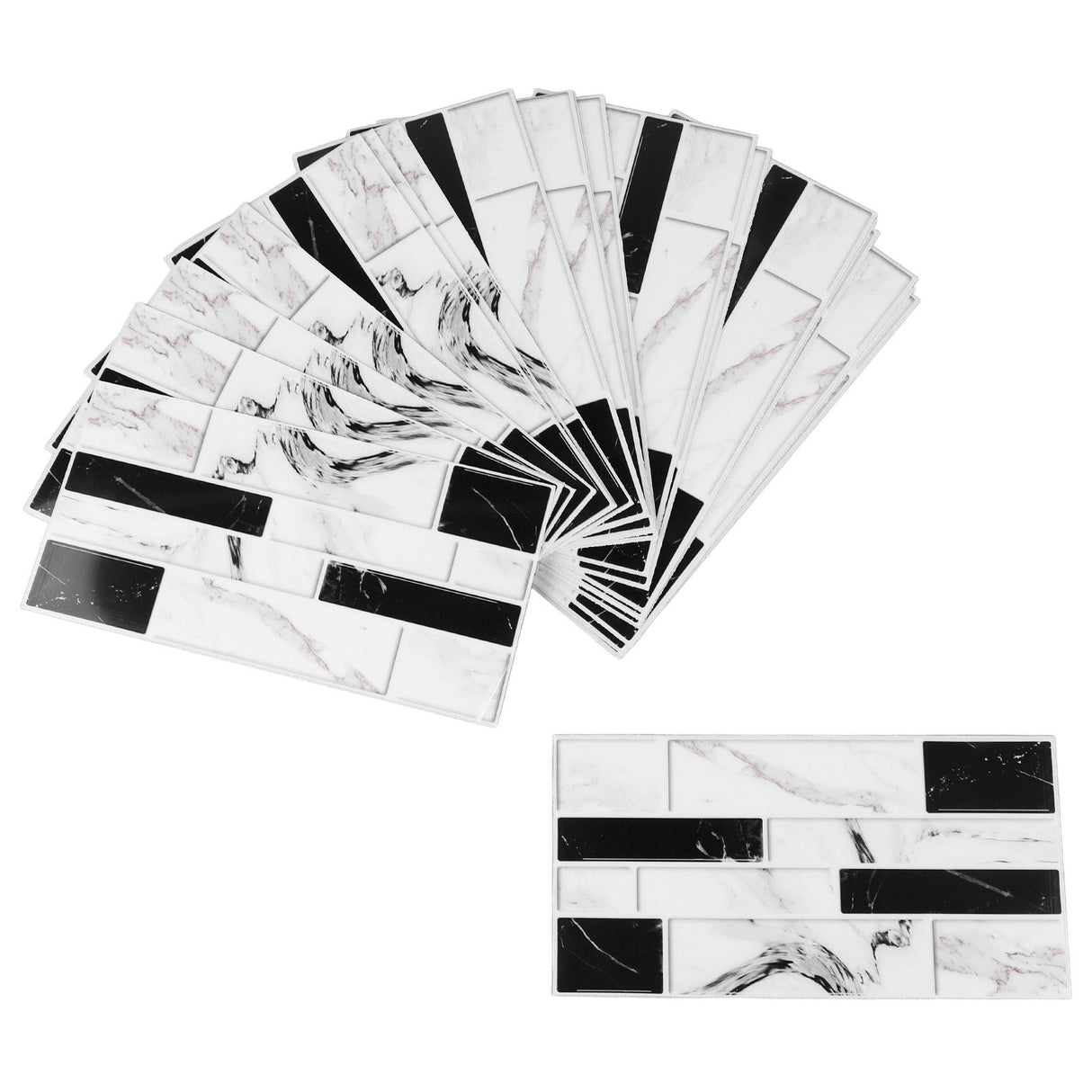 27PCS Kitchen Wallpaper Tile Self Adhesive PVC Wear Resistant White Black Faux Brick for Home Bathroom