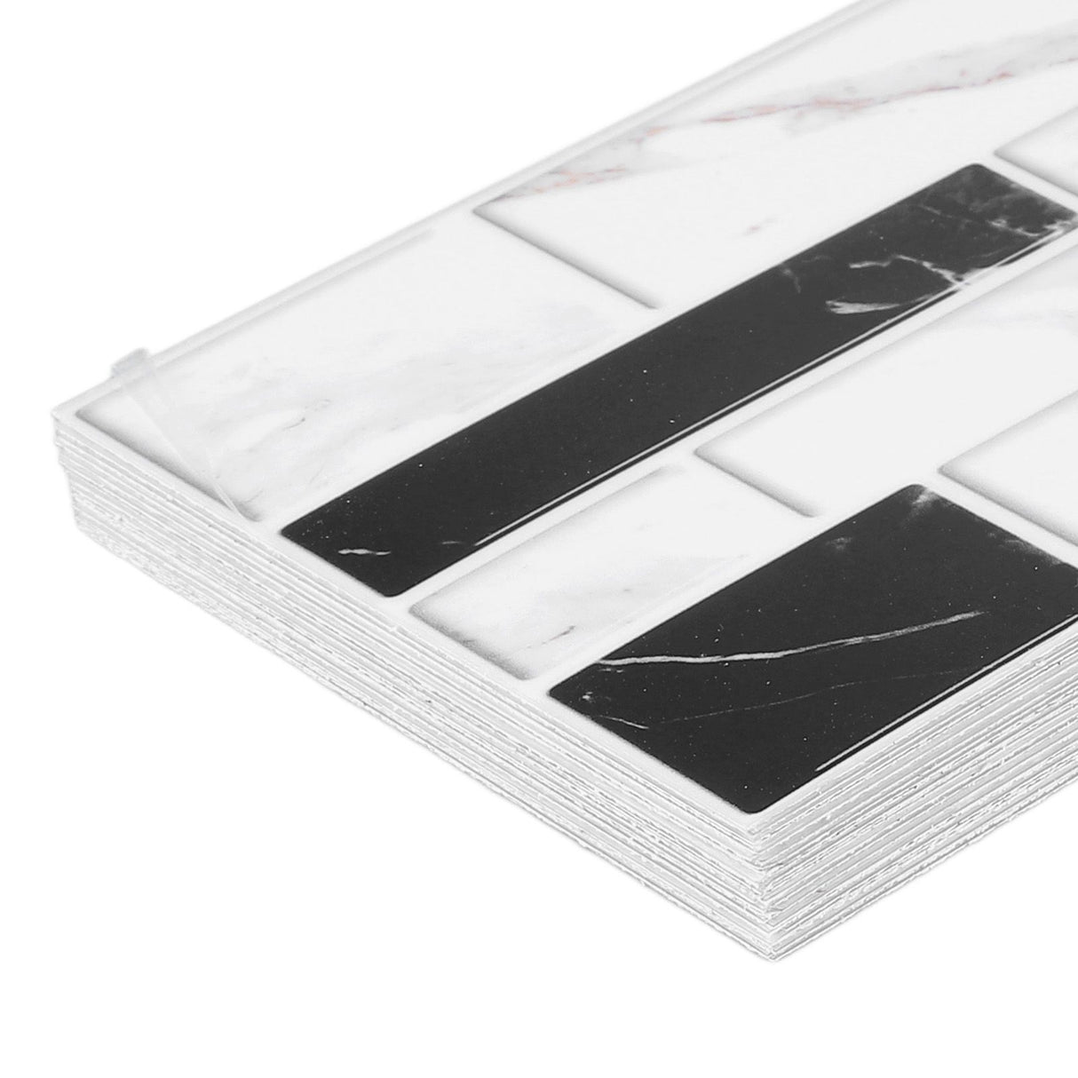 27PCS Kitchen Wallpaper Tile Self Adhesive PVC Wear Resistant White Black Faux Brick for Home Bathroom
