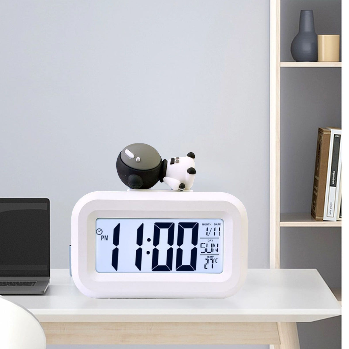 Electronic Clock Cute Cartoon LED Screen Desktop Electronic Alarm Data Time Calendar Temperature Clock Spaceman