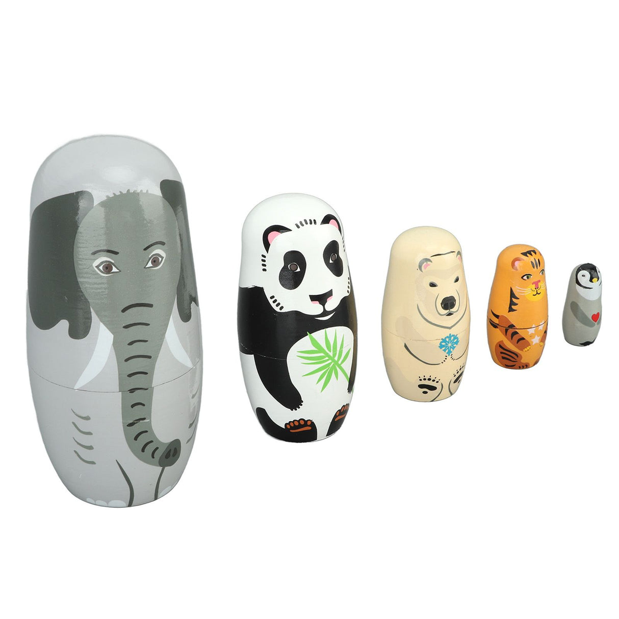 Wooden Animal Nesting Dolls Handcrafted 5 Layer Cute Painted Russian Nesting Dolls Toy Gift for Girls Boys Birthday