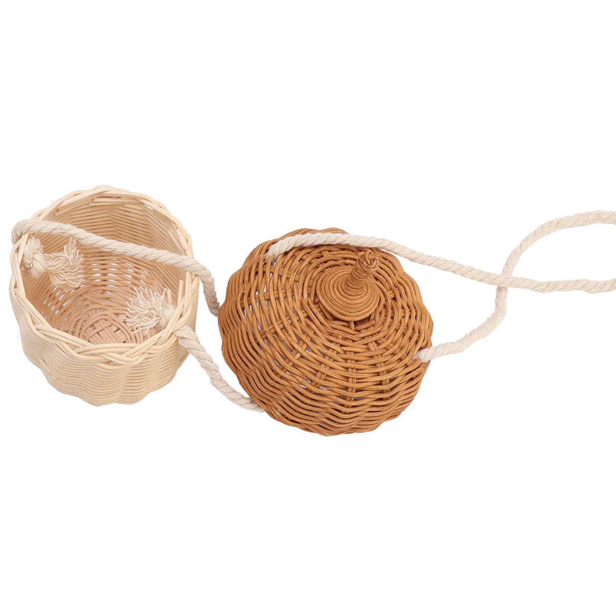 Kids Rattan Storage Basket Hand Woven Decorative Acorn Shaped Basket Bag for Boys Girls Photography Props Small Shoulder Bag