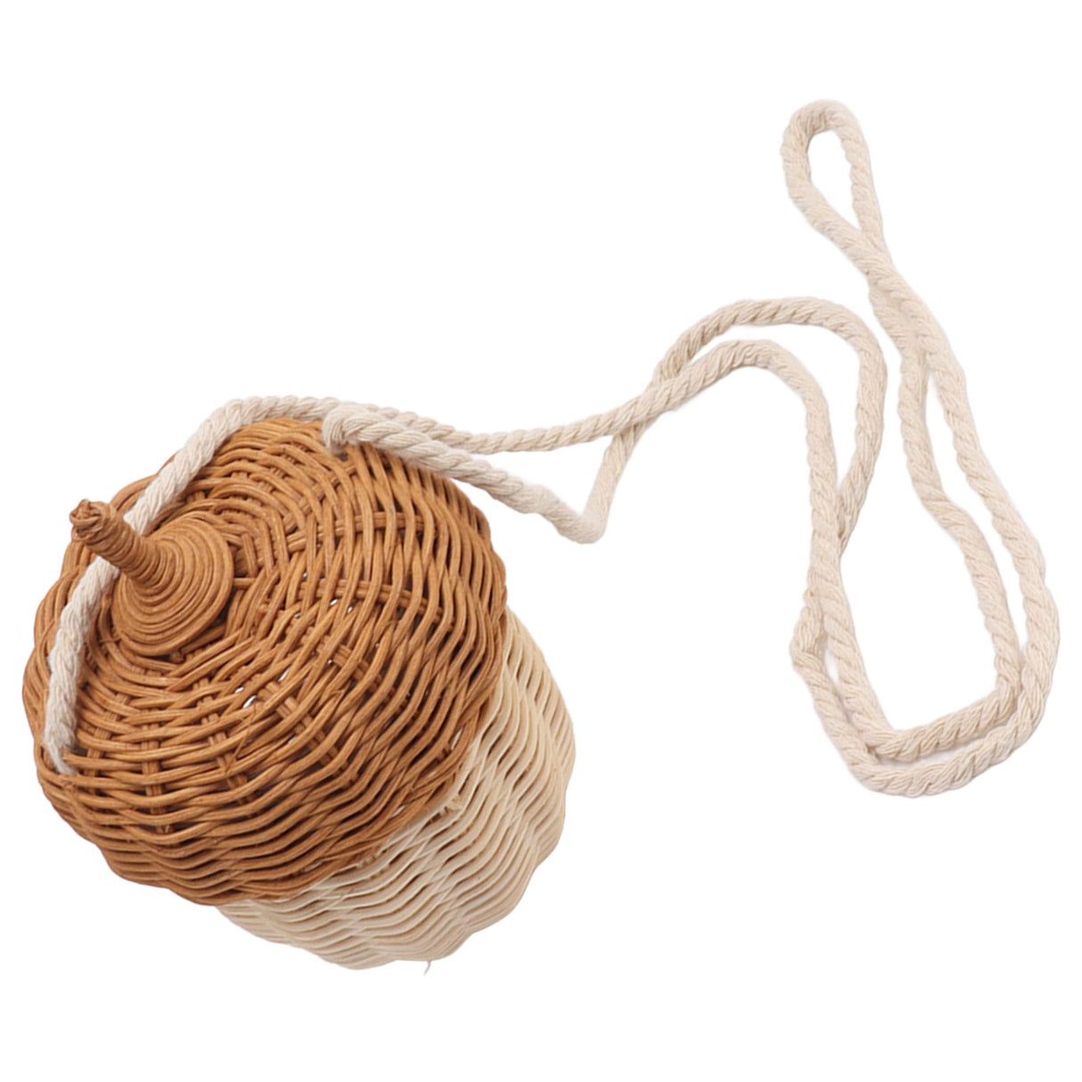Kids Rattan Storage Basket Hand Woven Decorative Acorn Shaped Basket Bag for Boys Girls Photography Props Small Shoulder Bag