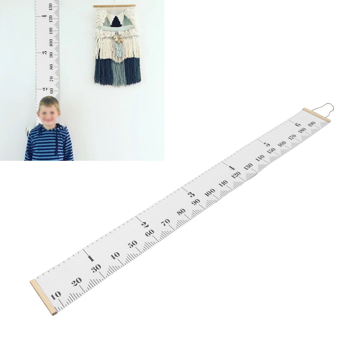 Kids Growth Chart Accurate Baby Height Growth Chart Ruler Removable Canvas Wall Hanging Measurement Chart for Home Classic White