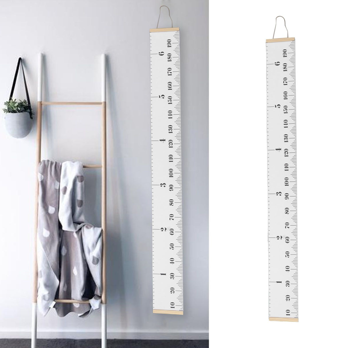 Kids Growth Chart Accurate Baby Height Growth Chart Ruler Removable Canvas Wall Hanging Measurement Chart for Home Classic White