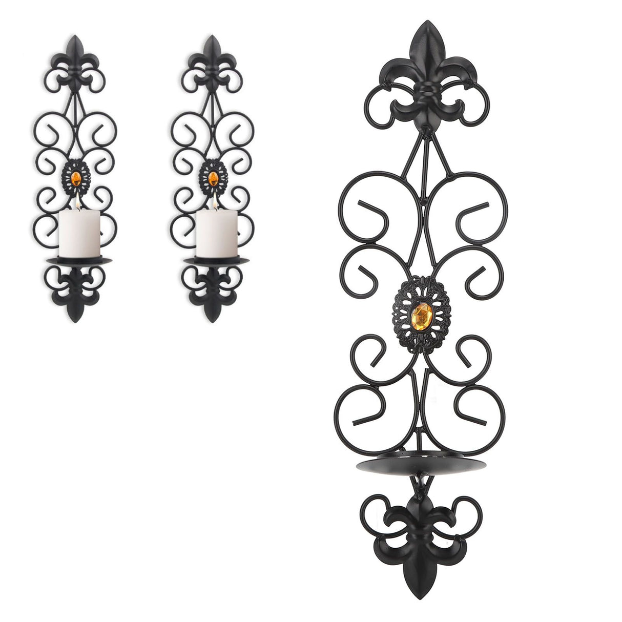 Wall Candle Holders Retro Diamond Encrusted Candlestick for Living Room Bedroom Decorations