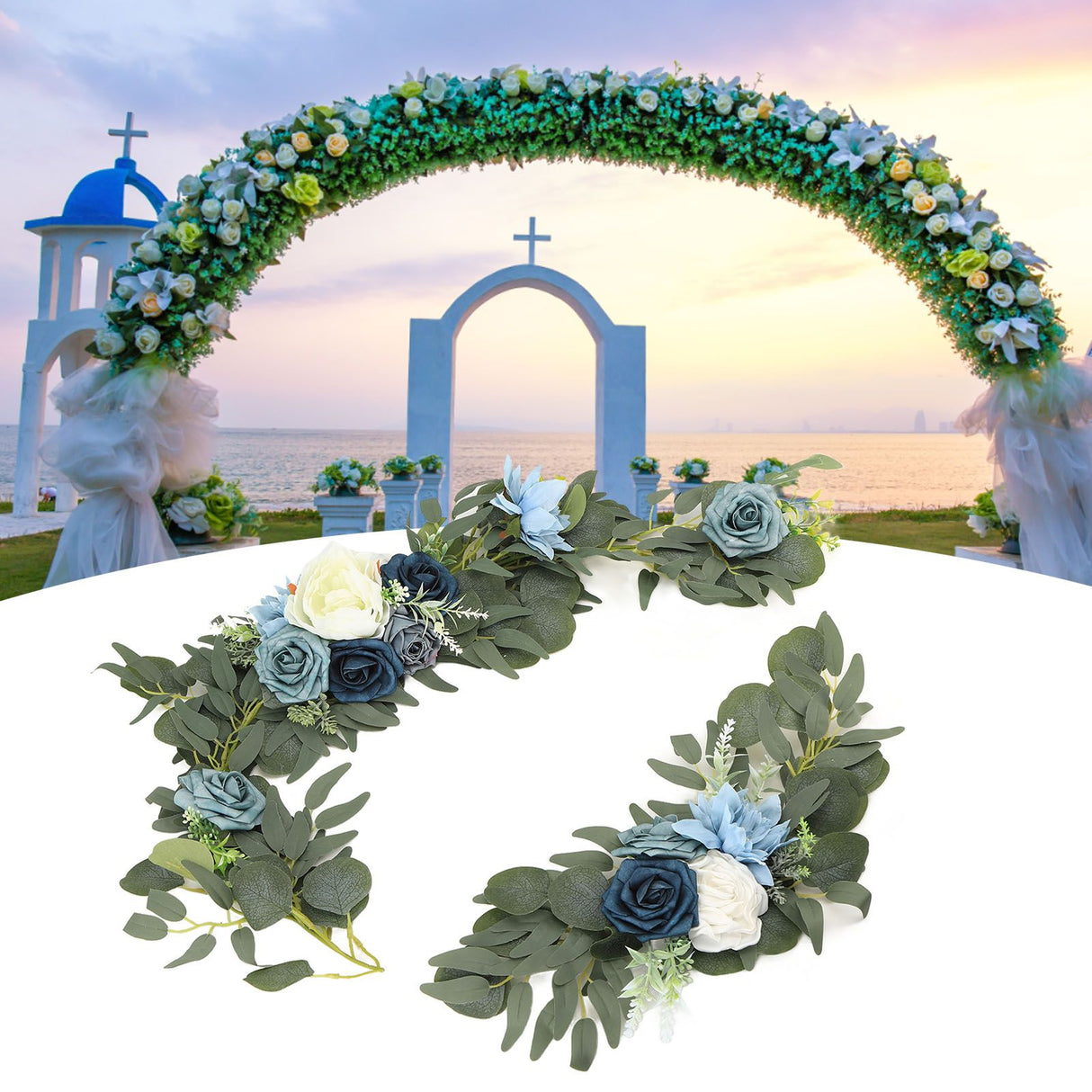 Faux Flower Swag Set Artificial Flower Arch Decor Wedding Welcome Reception Ceremony Signs Decorations 18058-HL