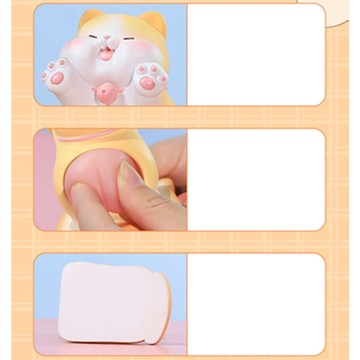 Cute Cat Cellphone Holder Resin Mini Portable Mobile Phone Stand Desk Ornament for Bedroom Office Ginger