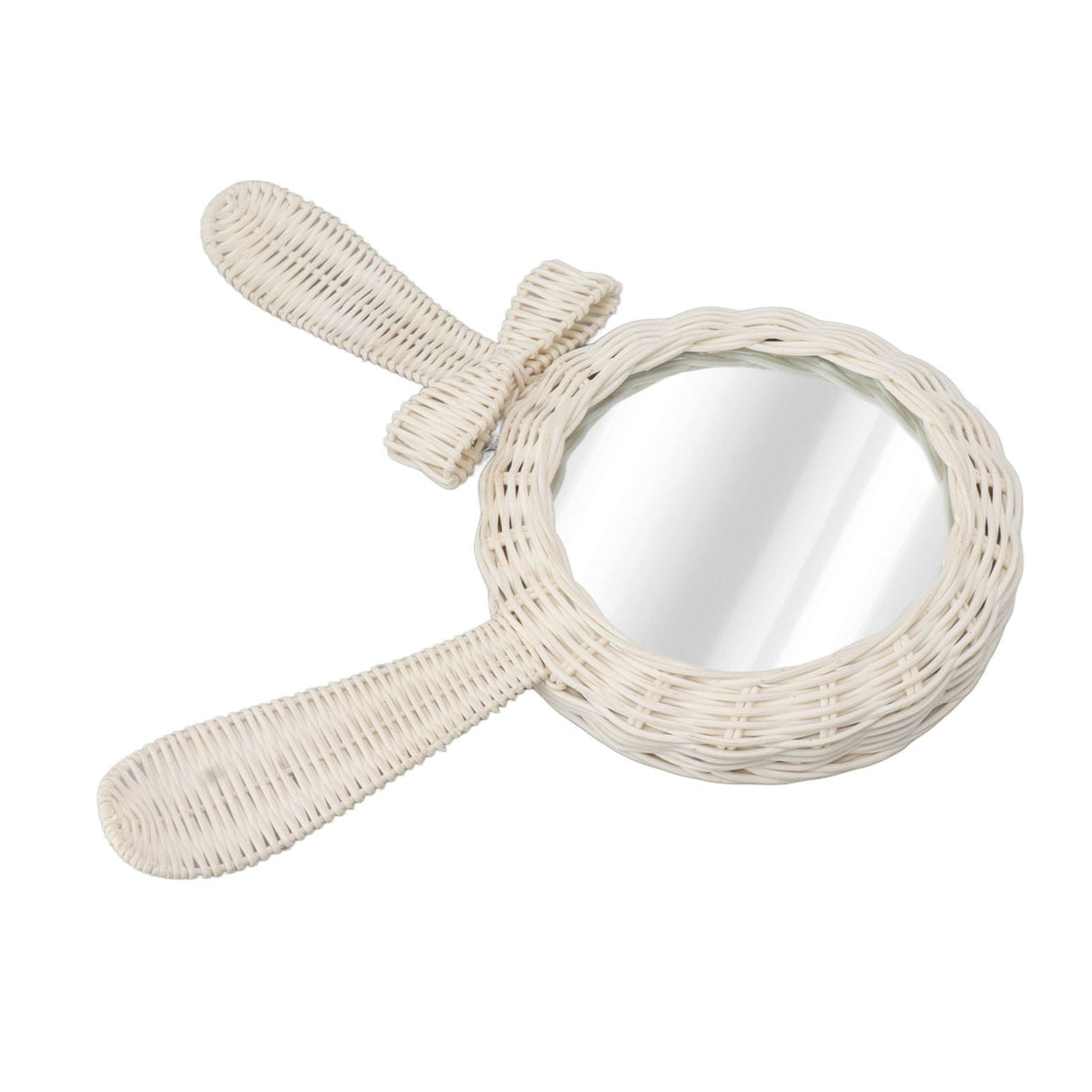 Decorative Mirror White Rabbit Shaped Retro HD Rattan Mirror for Bathroom Bedroom