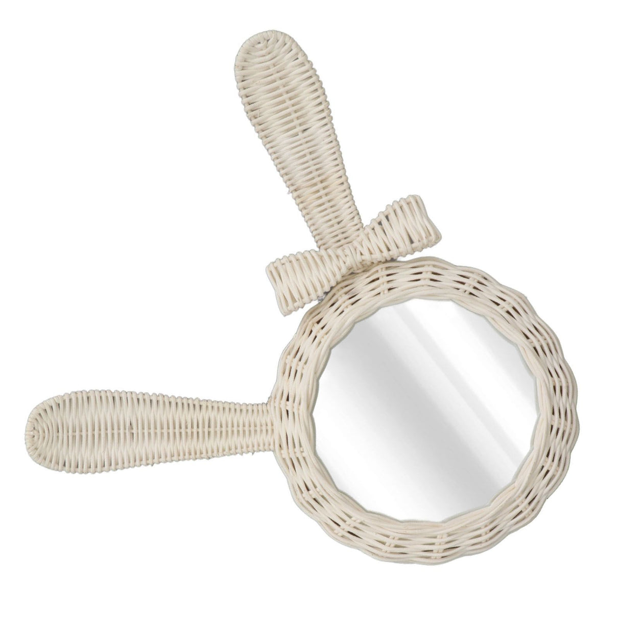 Decorative Mirror White Rabbit Shaped Retro HD Rattan Mirror for Bathroom Bedroom