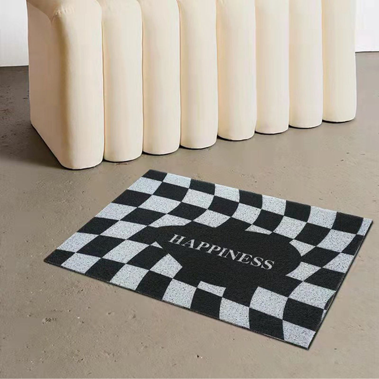 Checkerboard Kitchen Rugs Washable Hallway Entry Carpet Non Slip Entryway Runner Mat for Home Restaurant Office Black