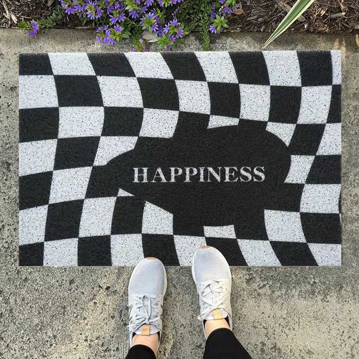 Checkerboard Kitchen Rugs Washable Hallway Entry Carpet Non Slip Entryway Runner Mat for Home Restaurant Office Black