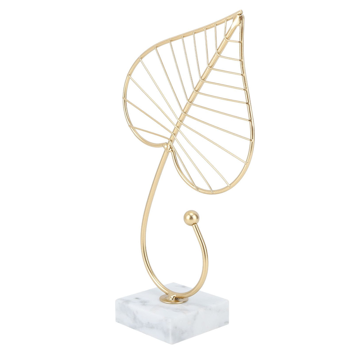 Leaf Sculpture Statue Light Luxury Marble Base Easy to Clean Home Decoration for Hallway